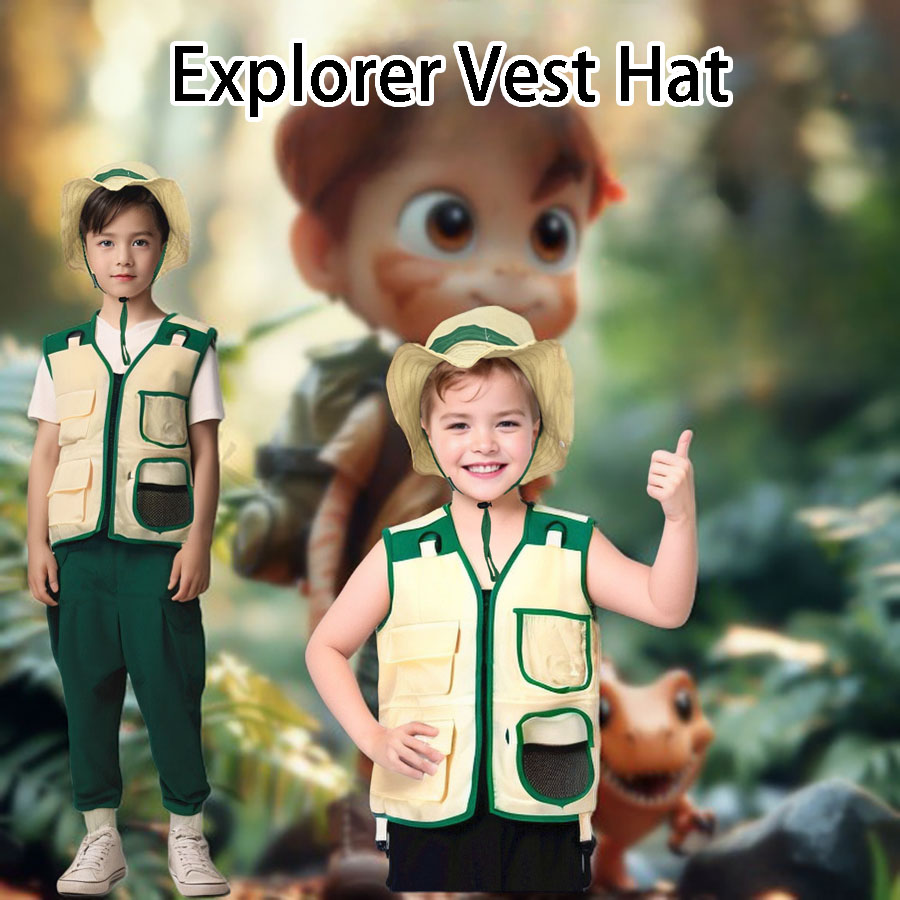 Kids Camping Explorer Vest Hat - Outdoor Adventure Kids Party 评论和价格